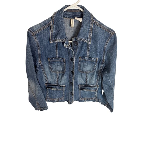 St John Bay Petite Size Large Stretch Jean Jacket EUC Dark Wash - Picture 7 of 7